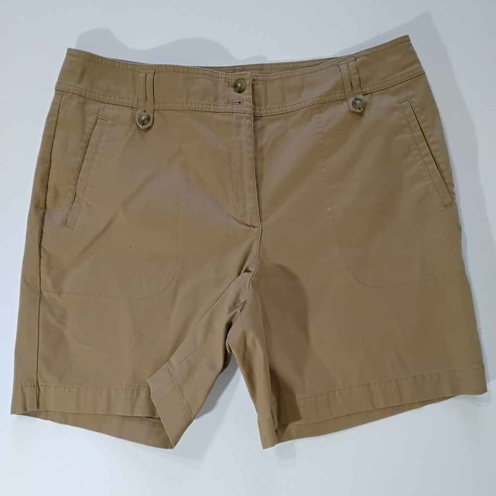 Talbots Khaki Shorts Womens‎ Size 14 Tan High Rise Casual